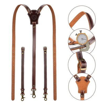 3mm Leather Suspenders Vintage Adjustable Mens Braces