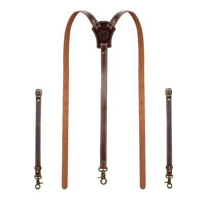 3mm Leather Suspenders Vintage Adjustable Mens Braces