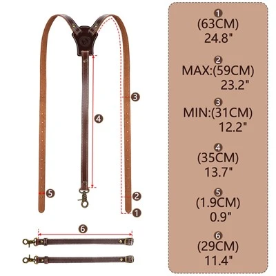3mm Leather Suspenders Vintage Adjustable Mens Braces